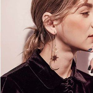 Moon & Stars Long Dangle Earrings